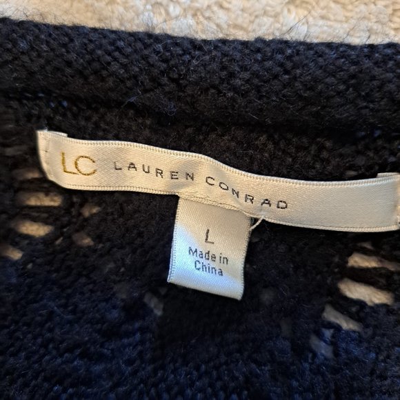 LC Lauren Conrad Open Weave Dolman Sleeve Black Sweater Size Large - Picture 6 of 7